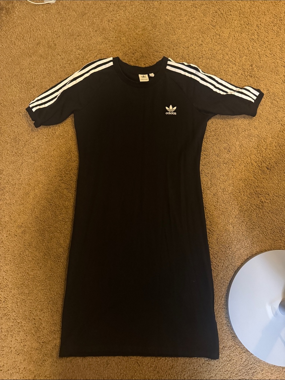 adidas Black Tee Midi Dress with White Three Stripes
